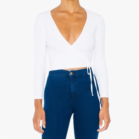White criss-cross American Apparel top - Picture 1 of 5